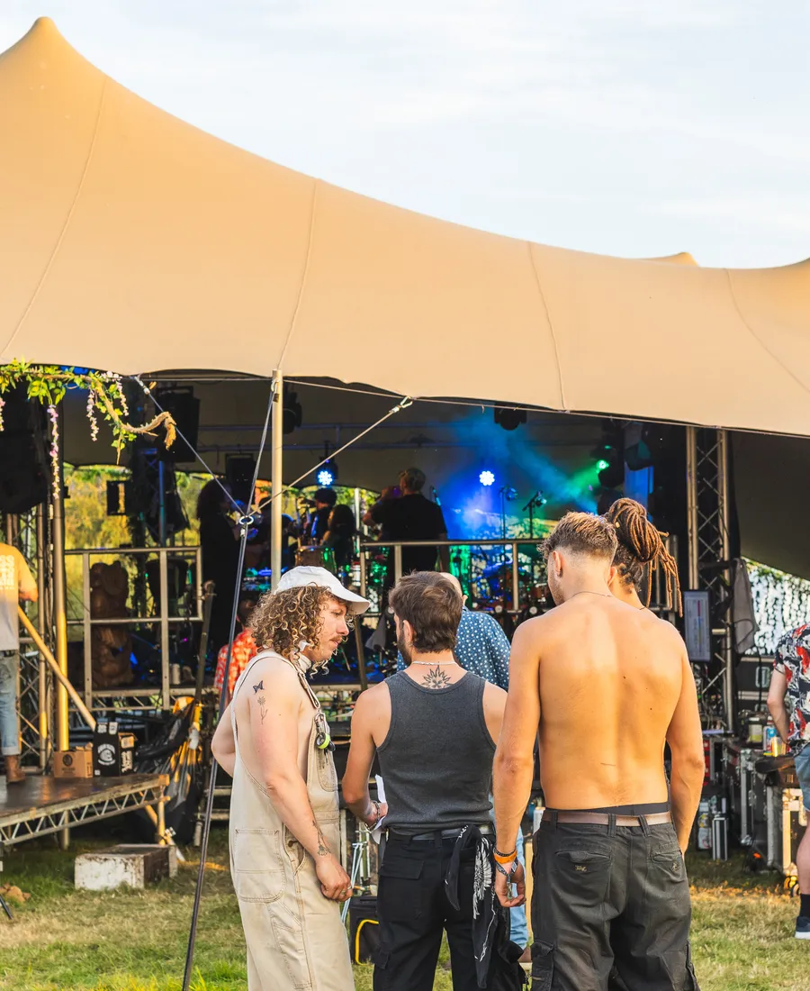 The Chai Wallahs tent at golden hour